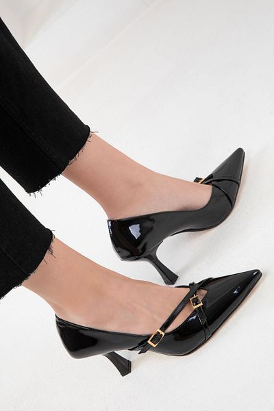 SOHO Patent Leather Black Women's Classic Heeled Shoes - 20183
