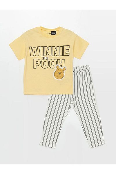 LC Waikiki Crew Neck Short Sleeve Winnie The Pooh Printed Baby Boy T-Shirt and Pants 2-Piece Set