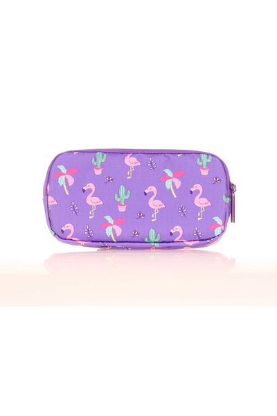 KAUKKO Geantă creion pentru copii cu model flamingo cu 3 compartimente - L8148