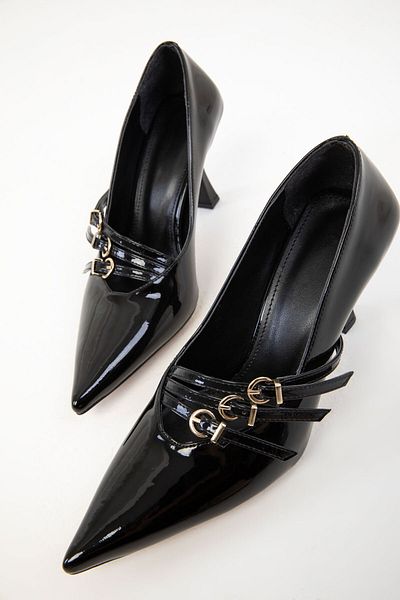 SOHO Patent Leather Black Women's Classic Heeled Shoes - 20182