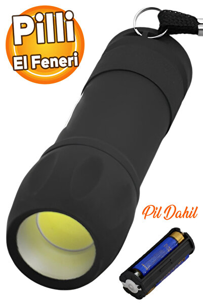Badem10 Pil Hediyeli Portatif Pilli Küçük Klasik Ledli El Feneri Kamp Lambası...