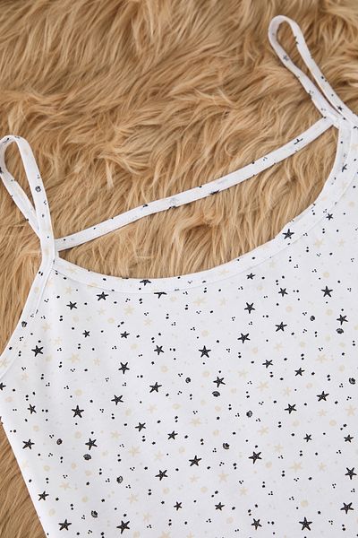 Trendyol Curve Starfish Patterned Mink Pajama Set - Strappy Knitted TBBSS24AI00140