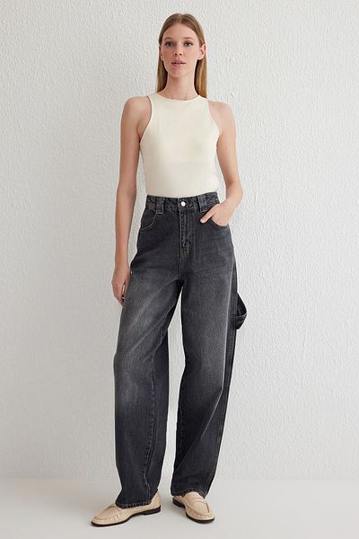 Trendyol Collection Baggy Jeans Skater - Anthracite Regular Waist Twoss25Je00134