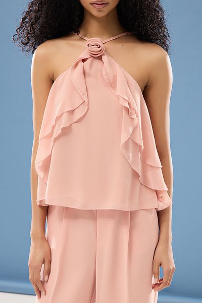 Trendyol Collection Rose Dry Rose Detaillierte gefütterte Chiffonbluse TPRSS25BZ00015
