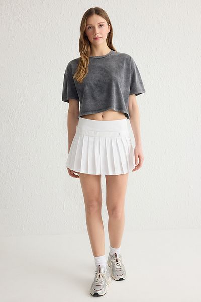 Trendyol Collection Premium Anthracite Crop T-Shirt - 100% Cotton, Washable Twoss23Ts00038