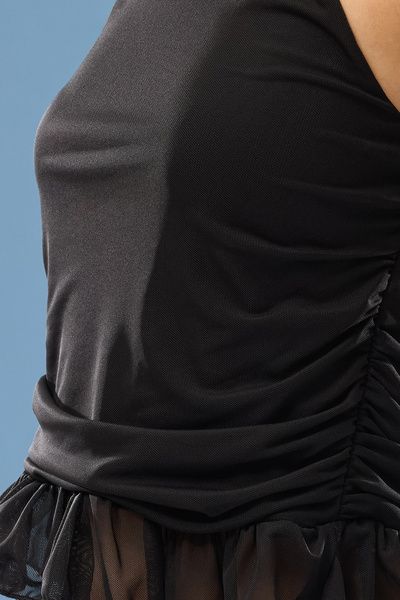 Trendyol Collection Černá tylová podšitá halenka Tprss25Bz00018