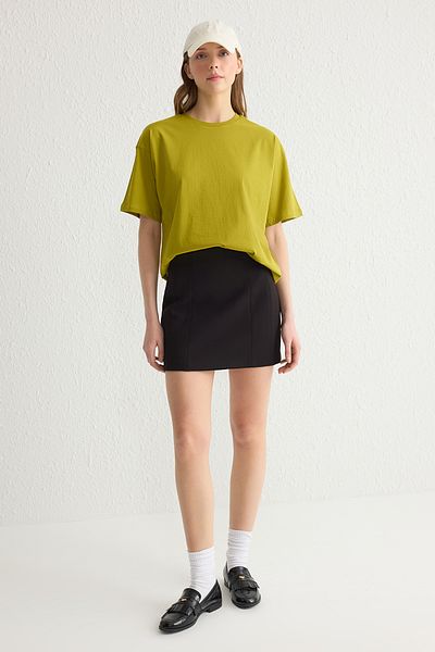 Trendyol Collection Πλεκτό μπλουζάκι με λαιμόκοψη λαδιού με φαρδιά εφαρμογή - 100% βαμβάκι TWOSS20TS0134