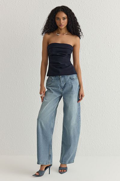 Trendyol Collection Tmavě tmavě modrá halenka bez ramínek - Twoss24Bz00348