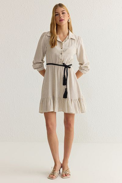 Trendyol Collection Mini-Webkleid mit Steinstreifen TWOSS25EL00012