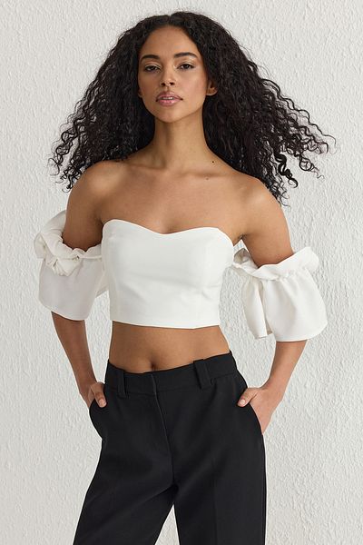 Trendyol Collection Weißes, rosafarbenes, gewebtes Bustier TPRSS25BS00000