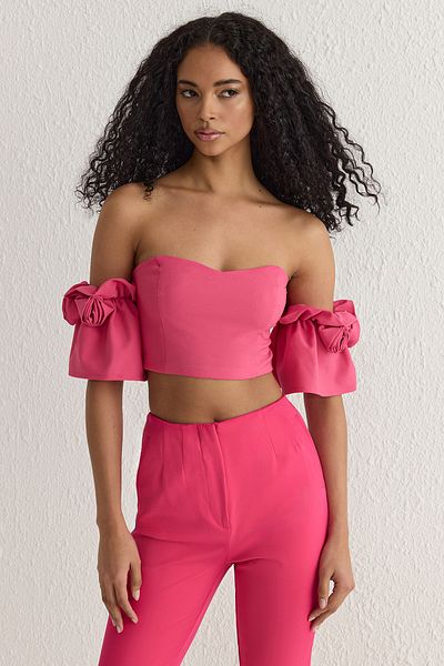 Trendyol Collection Rosa Rose Detailliertes gewebtes Bustier TPRSS25BS00000