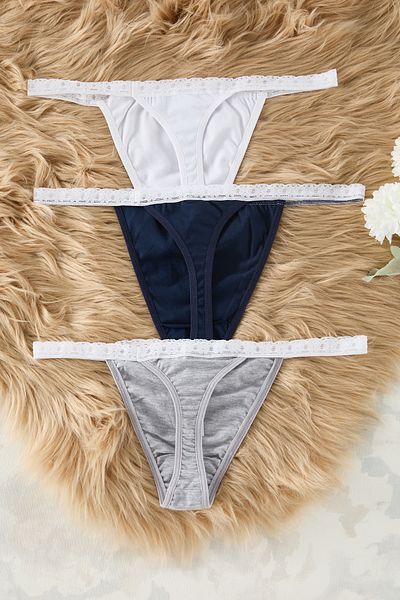 Trendyol Collection Μπλε ναυτικό-Πολύχρωμο εσώρουχο 3 τμχ μονό ζέρσεϊ στρινγκ THMSS25KU00024