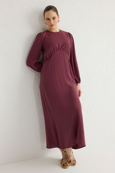 Trendyol Modest Βουργουνδία χωρίς επένδυση Απλό υφαντό φόρεμα Hijab Aerobin TCTSS25EB00004