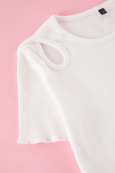 TRENDYOLKIDS Dziewczęca koszulka dzianinowa w kolorze ecru - Tkdss25Ts00022