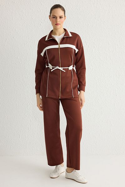 Trendyol Modest Καφέ στολή κατάδυσης με ύφασμα κατάδυσης - Piping, TCTAW24US00071