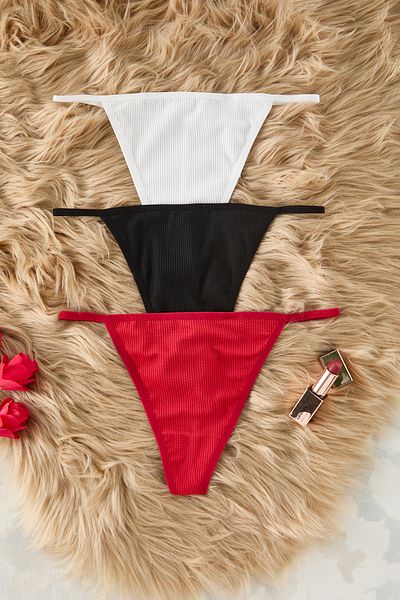 Trendyol Collection Chiloți cu șnur simplu, negru-alb-roșu, 3 piese THMSS25KU00005