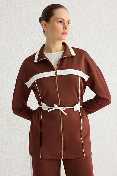 Trendyol Modest Καφέ στολή κατάδυσης με ύφασμα κατάδυσης - Piping, TCTAW24US00071
