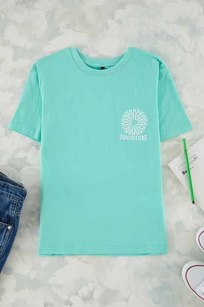 TRENDYOLKIDS Πλεκτό μπλουζάκι με στάμπα μέντας - TKDSS25TS00071