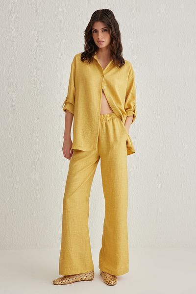 Trendyol Collection Κίτρινο υφαντό κάτω-κορυφαίο σετ TWOSS24AU00095