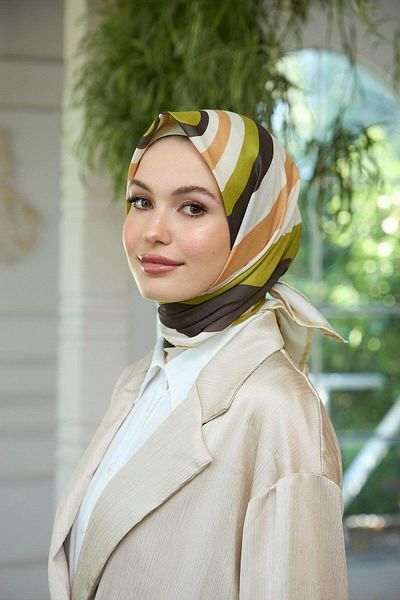 İpekhan Μαλακό κασκόλ Brown Green Summer Shine Collection - 1183-03
