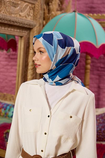 İpekhan Μαλακό κασκόλ Marrakech Collection Μπλε Navy Blue 1198-14