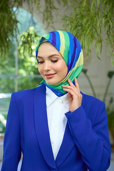 İpekhan Μαλακό κασκόλ Blue Green Summer Shine Collection - 1183-02