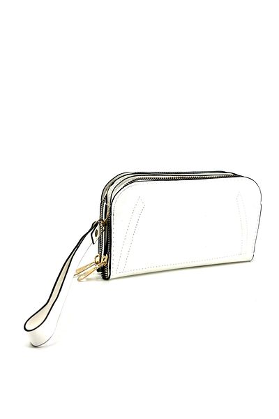 MERVE BAŞ Merve Head Women's White Double Compartment Zipper Wallet