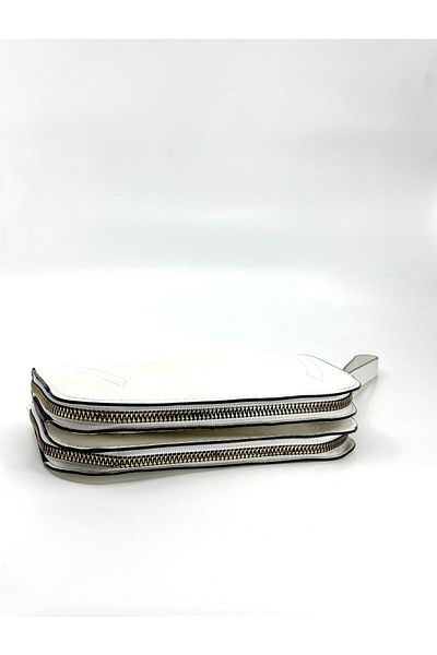 MERVE BAŞ Merve Head Women's White Double Compartment Zipper Wallet