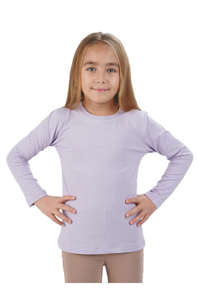 Lovexi Tricou unisex pentru copii Badi Crew Neck cu mânecă lungă liliac