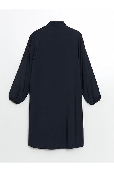LC Waikiki Lcw Modest Navy Blue Stand Collar Women's Tunic
