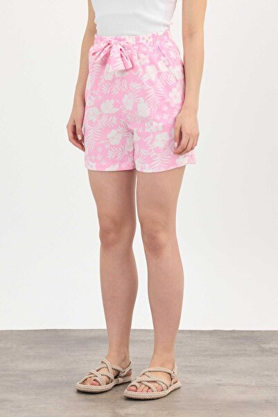 Rays 4356A Çiçek Desenli Şort Şeker Pembe