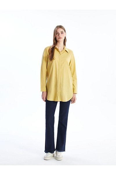 LC Waikiki Pink Shirt Collar Plain Hidden Button Women's Tunic
