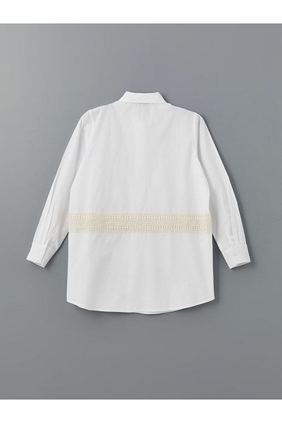 LC Waikiki Lcwaikiki Classic Ecru Lace Detailed Poplin Women's Shirt Tunic