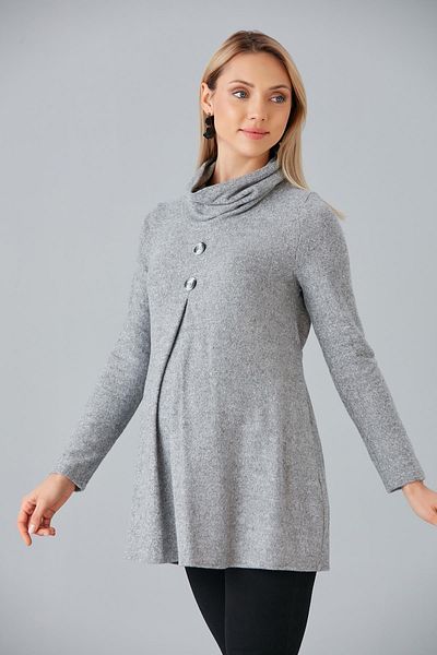 Işşıl IŞIL B054 - Degeje Collar and Buttoned Maternity Knitwear Tunik