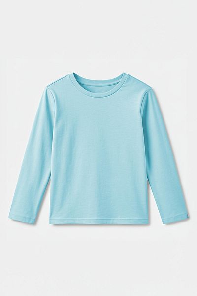 Perendi Tricou albastru unisex cu mânecă lungă 100% bumbac