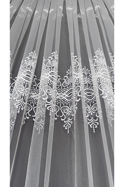 Yuka Embroidery 1/3 Close Pleat Non-Crease No Ironing Skirt - Infinite Pattern, Empty Tulle Curtain