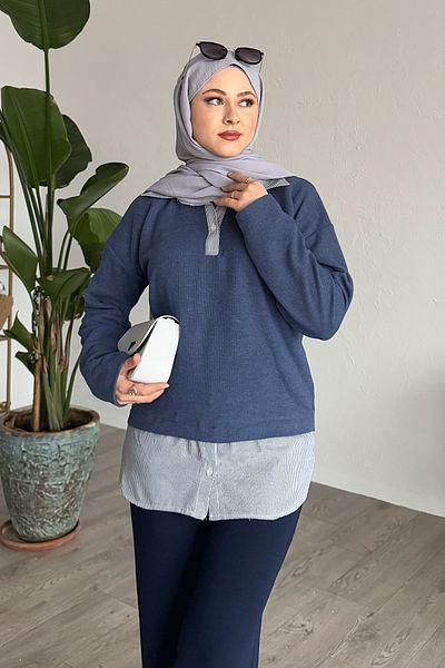 InStyle Indigo Thessaloniki Fabric Garnished Sweat