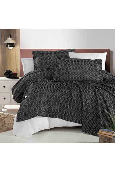 Schafer Home Soren 3 Piece Bedspread Set 230X240 -Black