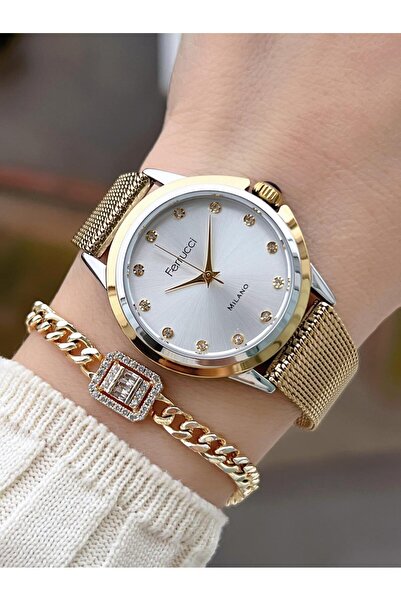 Ferrucci Çelik Kordon 2 Yıl Garantili Yeni Sezon 30 Mt Suya Dayanıklı Kadın Kol Saati Bfc.03442.02