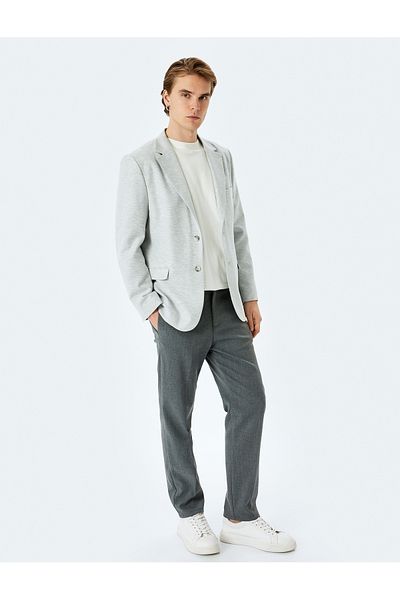 Koton Slim Fit Βαμβακερό Μπλέιζερ Μπλέιζερ με Λεπτομέρεια Μονό Γιακά