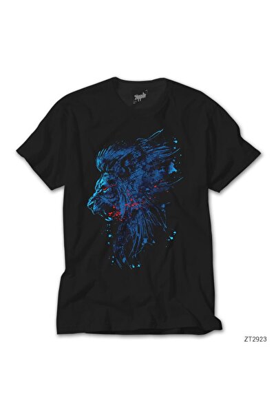 CrowsGate Tricou negru Blue Lion Splash