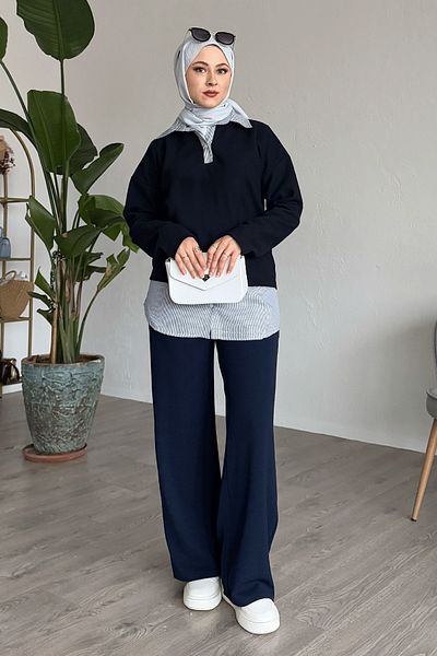 InStyle Garnili Thessaloniki Fabric Navy Blue Sweat