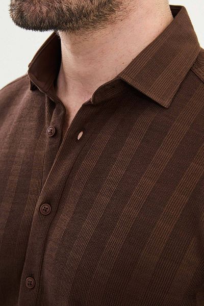 Mcr Striped Slim Fit Men's Shirt Brown - 27025.24K