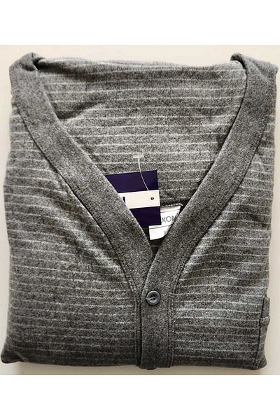 FALKOM Long Sleeve Front Button Interlock Men's Pajamas Set 5000