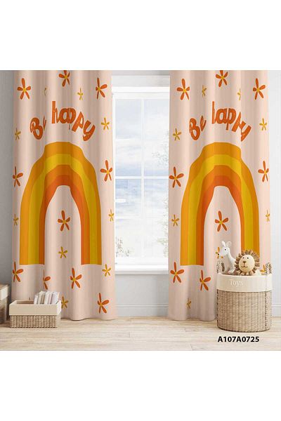 A2ZTR Rainbow and Clouds Pattern Digital Printed Background Curtain (Two Wings)
