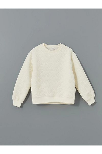 LC Waikiki Lcw Kids Ecru Crew Neck Girl's Sweatshirt and Leggings