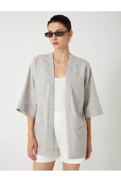 Koton Krátké kapsy s širokým rukávem ze směsi lnu