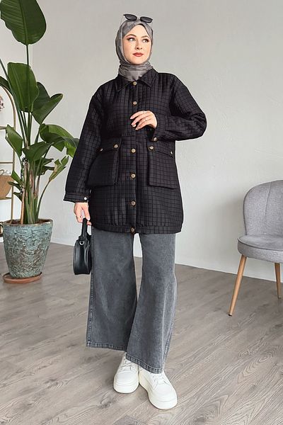 InStyle Μαύρο καπάκι με καπιτονέ τσέπη τσάντας