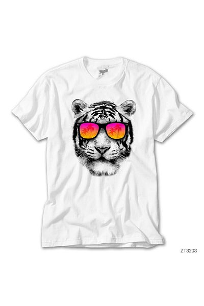 CrowsGate Tiger with Sunglasses White T-Shirt