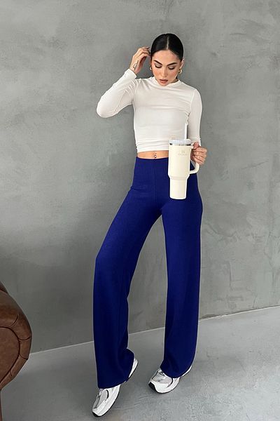 Seda Yalçın Atelier Saks Blue Knit Loose Trousers